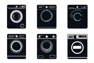 Stylish and Functional Washing Machine and Dryer Icons - Modern Home Appliances