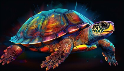 Turtle on a black background