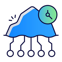 Deep Network Intrusion Icon, Data Mining and Cyber Espionage Symbol