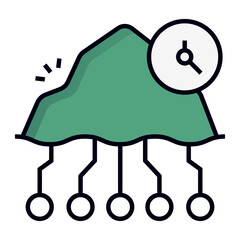 Deep Network Intrusion Icon, Data Mining and Cyber Espionage Symbol