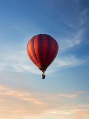 Naklejka premium A Hot Air Balloon Soaring Through the Dreamy Evening Sky