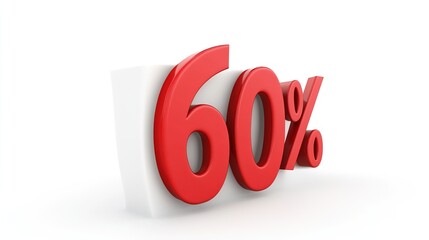 3D Figure "60%" Isolated on White Background: A Simple and Effective Design for Visual Communication