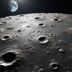 Close-Up View of Moon's Cratered Surface from Space