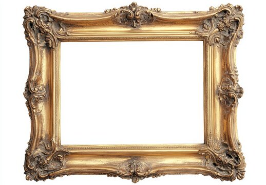 recommend clip art: Ornate gold frame, isolated, white background, design element