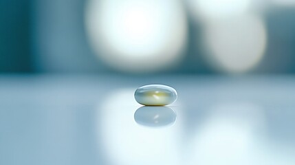 Single pill on white surface symbolizing hope and treatment for rare diseases, representing medical innovation and healthcare solutions for patients.