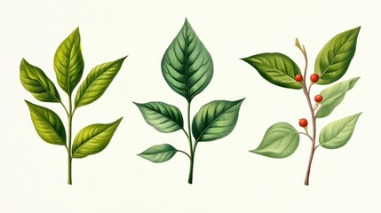 Hand-Drawn Green Leaves Collection for Nature and Botany Themes