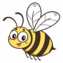 Cartoon bee icon with white background