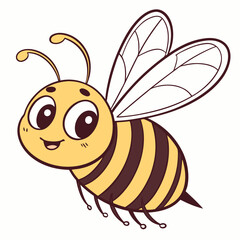 Cartoon bee icon with white background