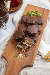 Chocolate alfajores stuffed biscuits argentinian peruvian sweet dessert food