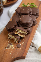 Chocolate alfajores stuffed biscuits argentinian peruvian sweet dessert food