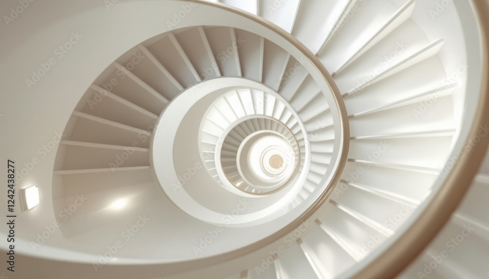 Poster spiral staircase abstract with soft white curves and dynamic perspective