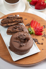 Chocolate alfajores stuffed biscuits argentinian peruvian sweet dessert food