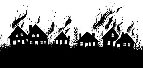 Obraz premium House on fire silhouette