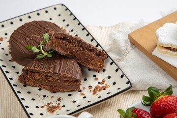 Chocolate alfajores stuffed biscuits argentinian peruvian sweet dessert food