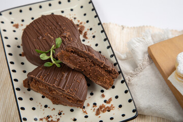 Chocolate alfajores stuffed biscuits argentinian peruvian sweet dessert food