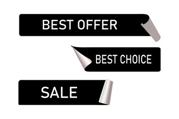 Offer Labels, best offer, best choice, sale, Set Vector Design. Set of graphic modern vintage label, Special offer, sale, discount, shop, black friday. Set of Sale badges.