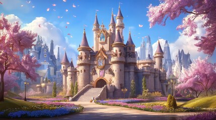 Obraz premium Majestic Castle with Towering Turrets