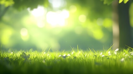 Obraz premium Bright Sunlight on Lush Green Grass