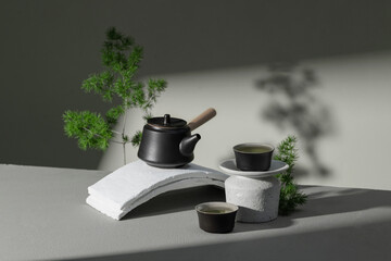 Elegant Asian Tea Set with Minimalist Ceramic Design