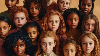Diverse Group of Young Girls with Unique Hair and Skin Tones