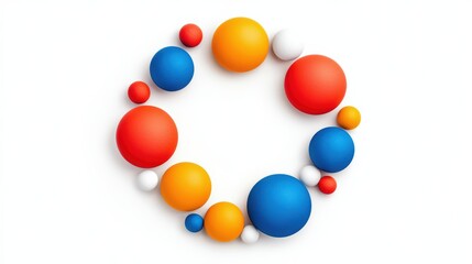 Colorful Spheres Arranged in a Circular Pattern on a White Background