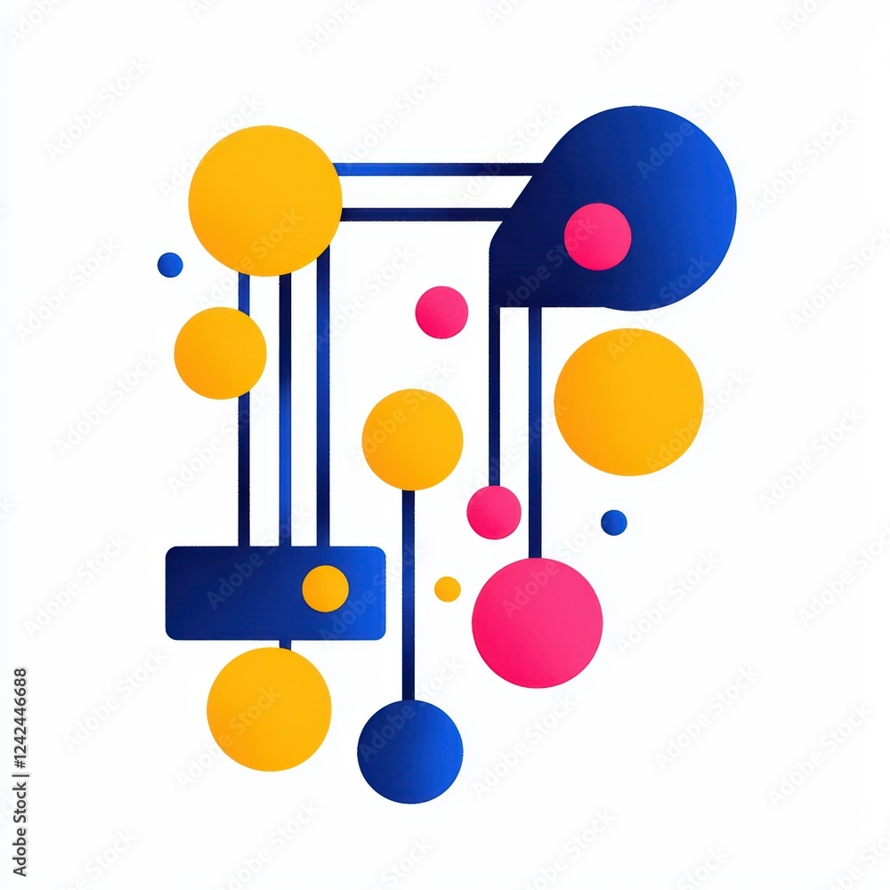 Poster abstract colorful shapes with lines and geometric patterns design