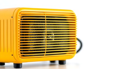 Fototapeta premium Bright Yellow Small Electric Heater on White Background