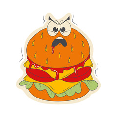 Retro Cartoon Sticker Isolated on White Background. Vector Character.