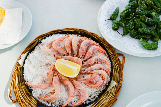 Prawns and padron peppers