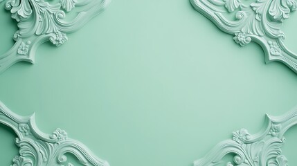 Fototapeta premium Mint green ornate frame background (1)