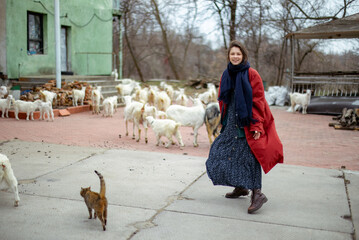 portrait of a woman in a red cloak