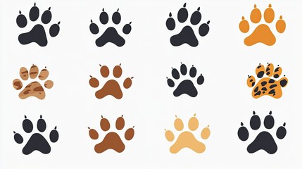Animal Paw Print Clipart Cute and simple animal paw prints in various designs, ideal for pet businesses, animal shelters, and personal projects related to pets and animals.
