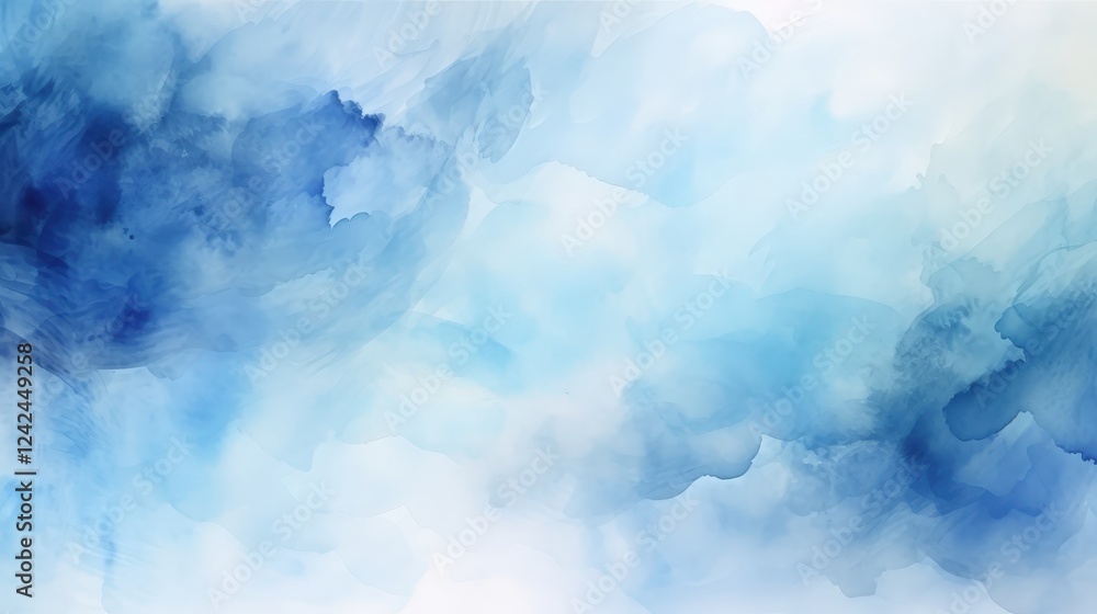 Poster serene abstract watercolor background in shades of blue for artistic and creative projects with smoo