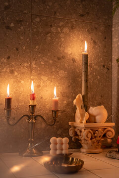 Elegant Candlelit Still Life with Sculptural Details