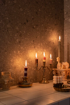 Elegant Candlelit Still Life with Sculptural Details