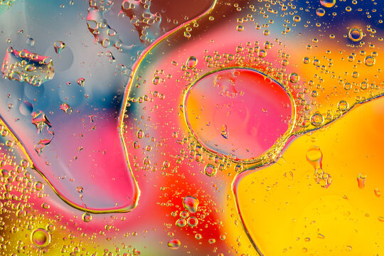 Coloful Abstract Drops On Glass 