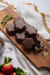 Chocolate alfajores stuffed biscuits argentinian peruvian sweet dessert food