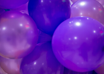 purple christmas balls on blue background