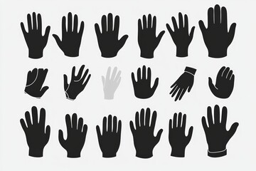 Obraz premium Hand Glove Silhouettes - Versatile Graphic Design Elements for Safety and Healthcare
