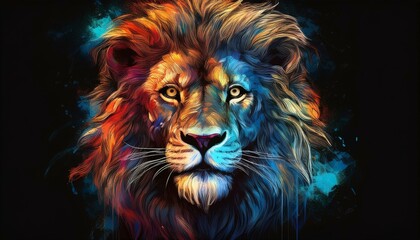 Fototapeta premium Lion on a black background