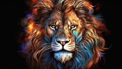 Lion on a black background