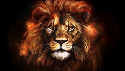 Fototapeta premium Lion on a black background