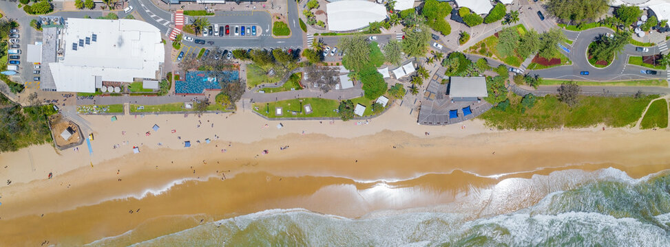 Panorama of city waterfront and beach