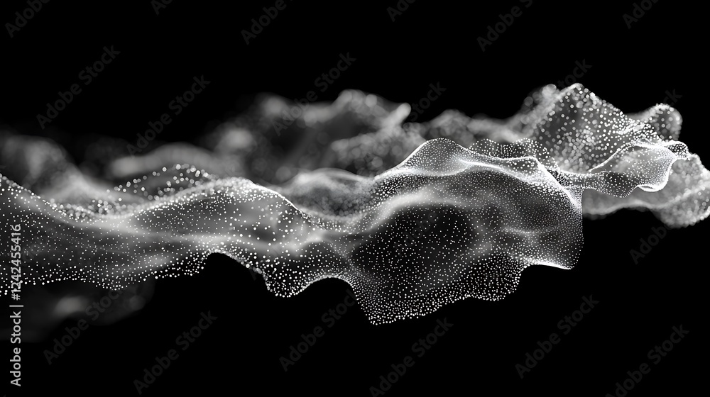 Poster engage with glitch art stippled dotwork in dynamic flow lines, presented in ultra-high definition qu