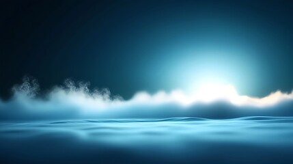 Fototapeta premium Dark Blue and White Light Landscape with Fog