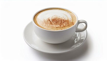 Obraz premium cup of cappuccino. Hot Cappuccino with milk foam in white cup isolated white background 
