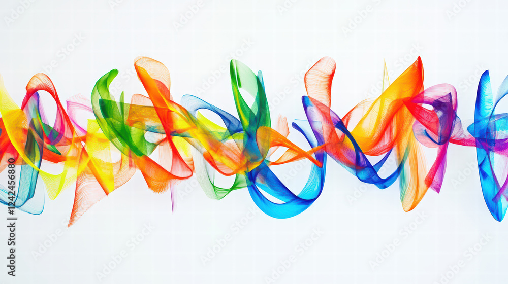 Aufkleber colorful abstract wavy lines create vibrant and dynamic pattern, showcasing blend of hues like red, 