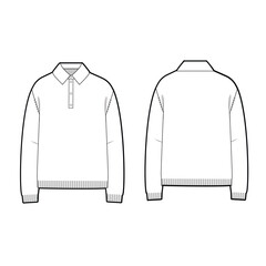 polo shirt long sleeve mockup template clothing vector design