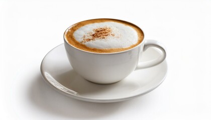 Obraz premium cup of cappuccino. Hot Cappuccino with milk foam in white cup isolated white background 
