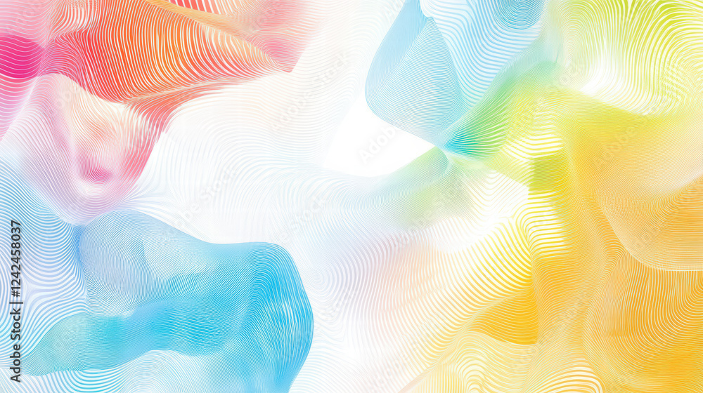 Poster colorful abstract wavy patterns with soft gradients in pink, blue, and yellow create vibrant and dyn